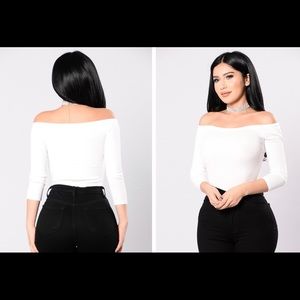 Off shoulder White Bodysuit